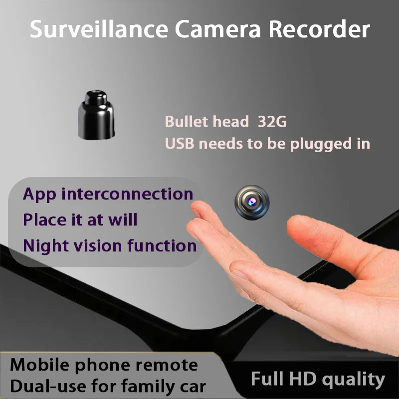 D Brand Smart Compact Camera 360-Degree No Blind Spots Wireless Mini Full Hd Night Vision Camera Suitable for Home Pet and Vehicle Monitoring Home Use Wifi Connected to Mobile Phone Remote Mini Portable Camera Motion Detection Alarm Non-Concealed Pinhole Camera Micro Invisible