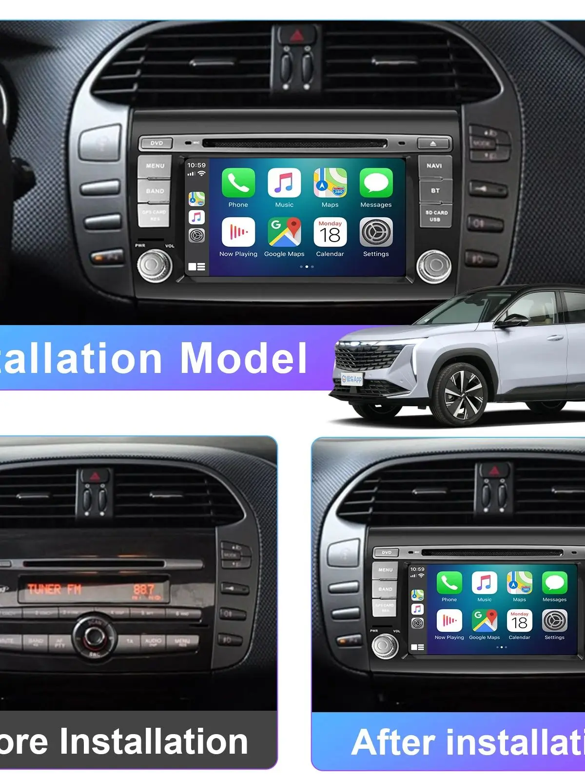 7"Android Car Radio For Fiat Bravo 2007-2014 Multimedia Player Supports 8”HD scr