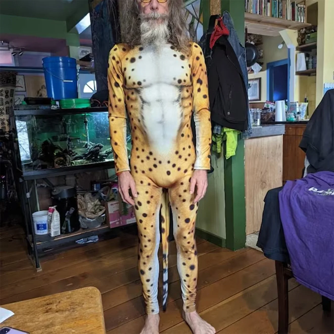 Cheetah Animal Cosplay Bodysuit with Tail for Adults and Kids
