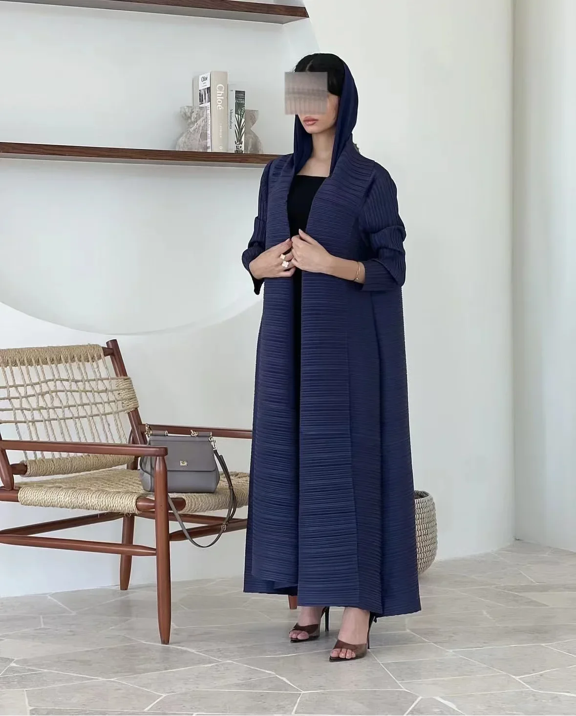 سترة مياكي مطوية بلون سادة مقاس كبير سترة طويلة لل...