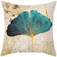 45x45cm Art Oil Painting Floral Pillow Cover Ginkgo Leaf Print Cushion  Sofa Office Seat   Home Decor 4
