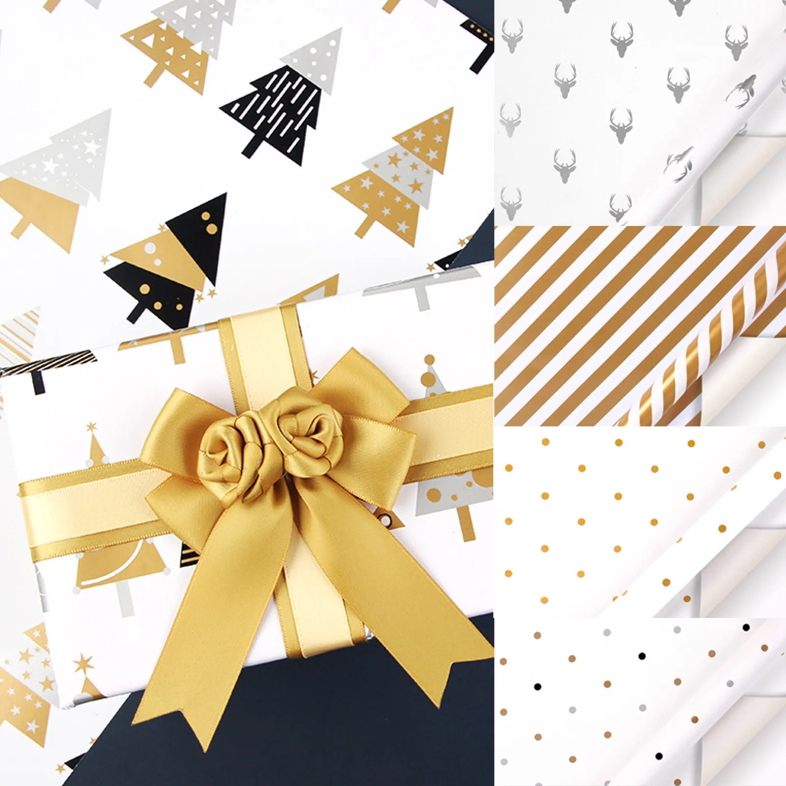 Gold Triangles on Black Wrapping Paper