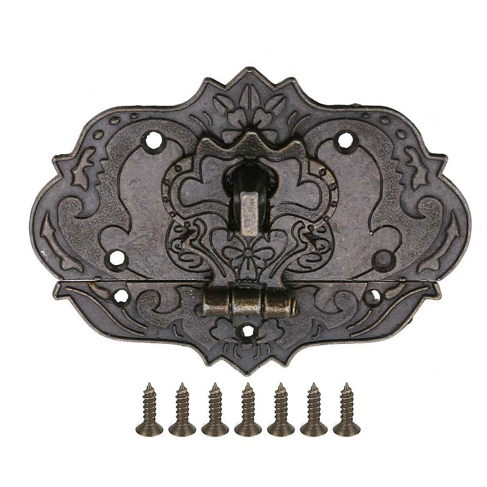 Jewelry Box Hasp Furniture Buckle Multipurpose Hardware Decor Antique Lock Latch With Screws Home Retro Mini Wooden Cases Chests