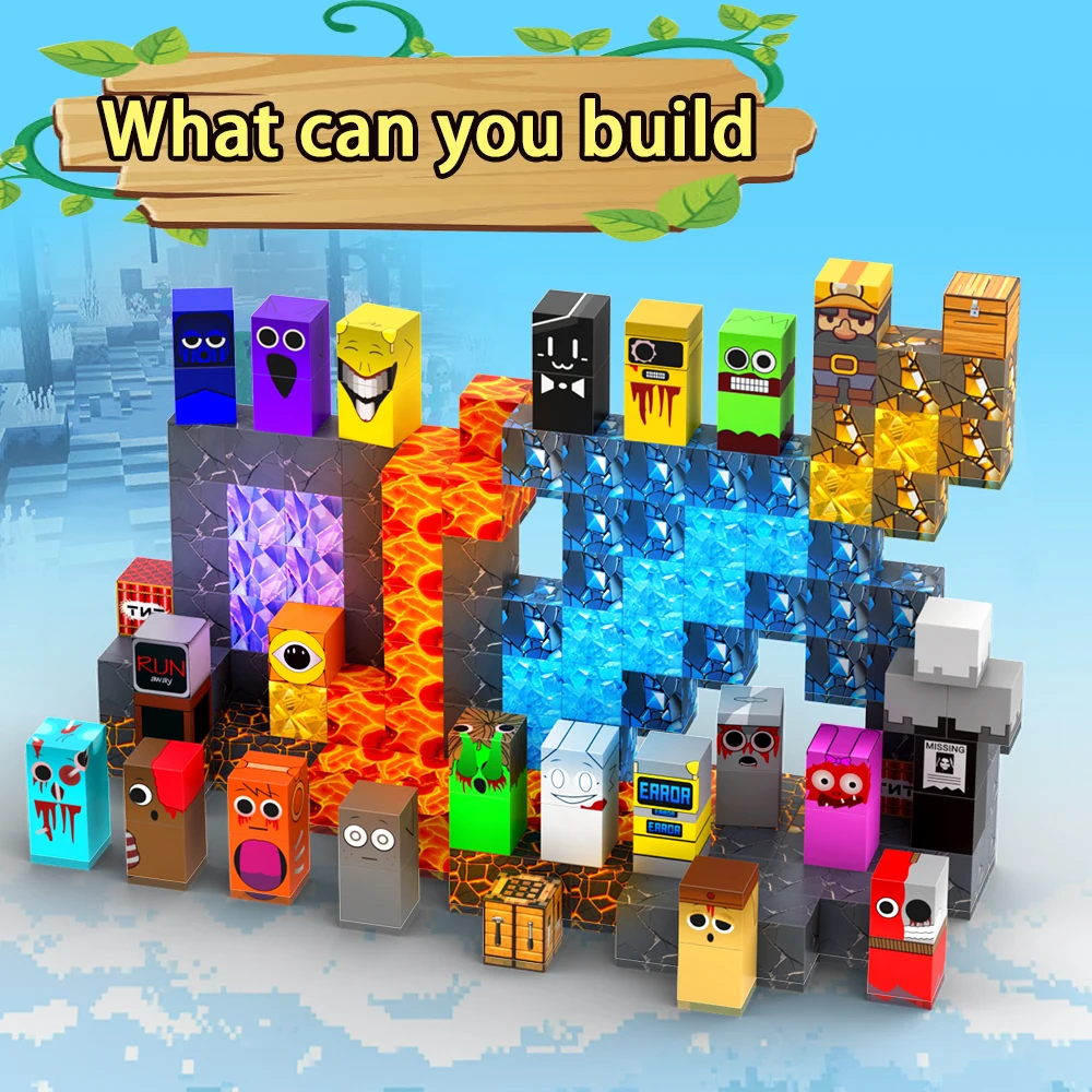Incrediboxs Sprunki Magnetic Blocks Sprunki Figures Magnet World Frozen Edition STEM Sensory Toys for Toddler Kids Birthday Gift
