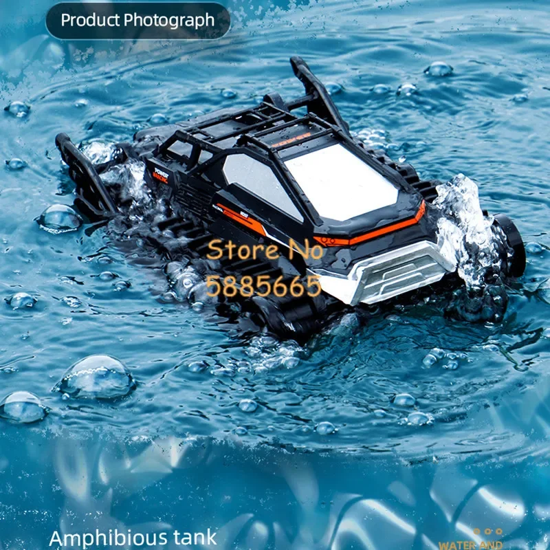 Amphibious 2 To 1 All-terrain Crawler Tracked Tank RC Car 2.4G Powerful Power Waterproof Remote Control Toy Car Armored Vehicle 6