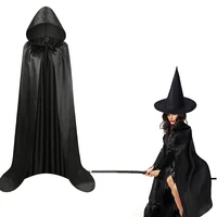 1 Halloween Wicked Witch, Death Cloak With Hat, Classic Long Style, Role Playing Party Dress, Suitable For Both Men and Women 5