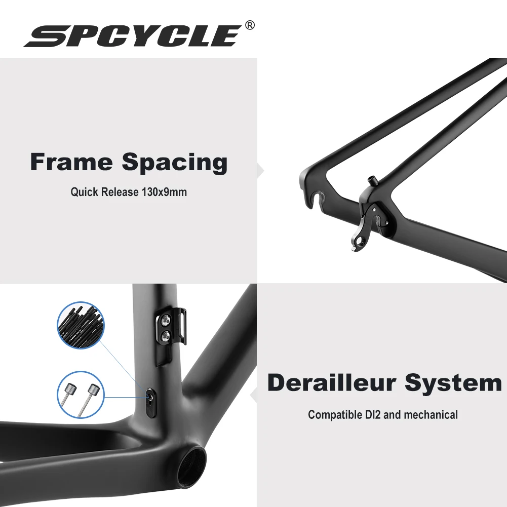 Spcycle T1000 카본 림 브레이크 로드 자전거 프레임 모던 지오메트리 클래식 V 브레이크 레이싱 자전거 프레임셋