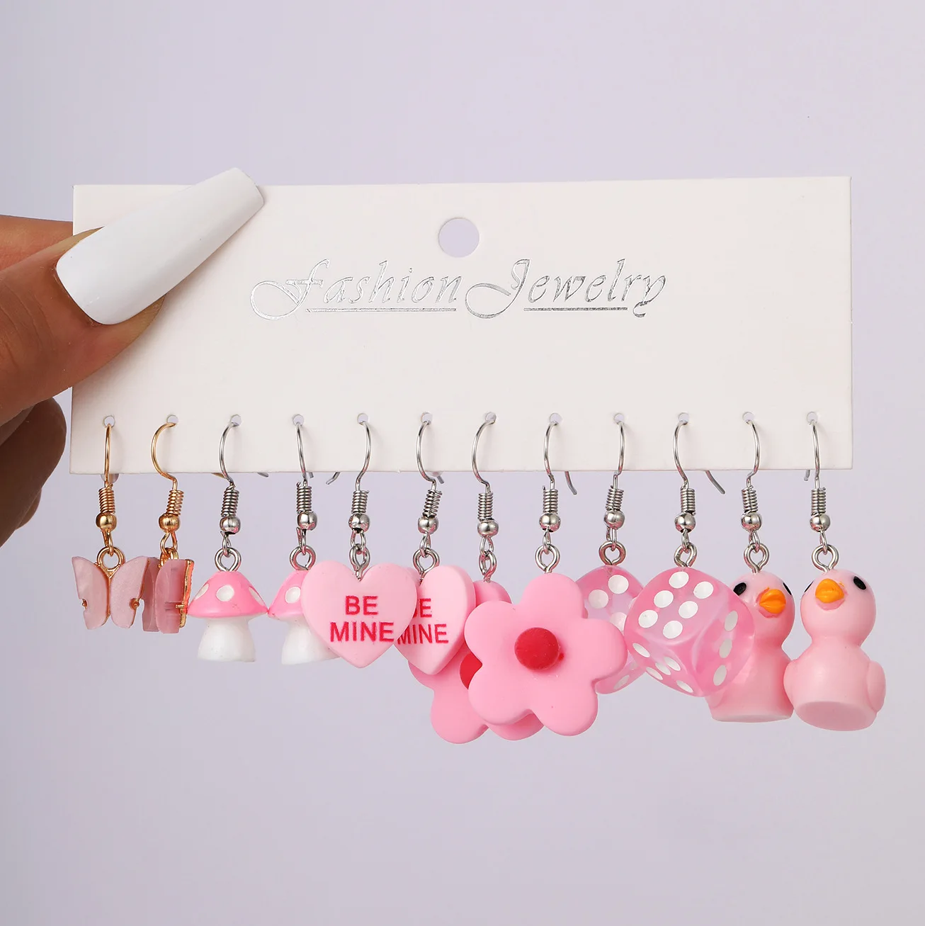 New Fashion Cute Cartoon Pink Earring Set Colorful Dopamine Acrylic Earrings for women Girls New Trendy Jewelry Accessories Gift