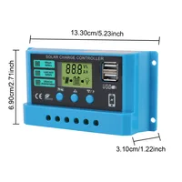 Régulateur de Charge solaire automatique 30A, écran LCD, double chargeur USB, sortie 5V, contrôleur solaire, chargeur de batterie PWM 12V/24V universel 6