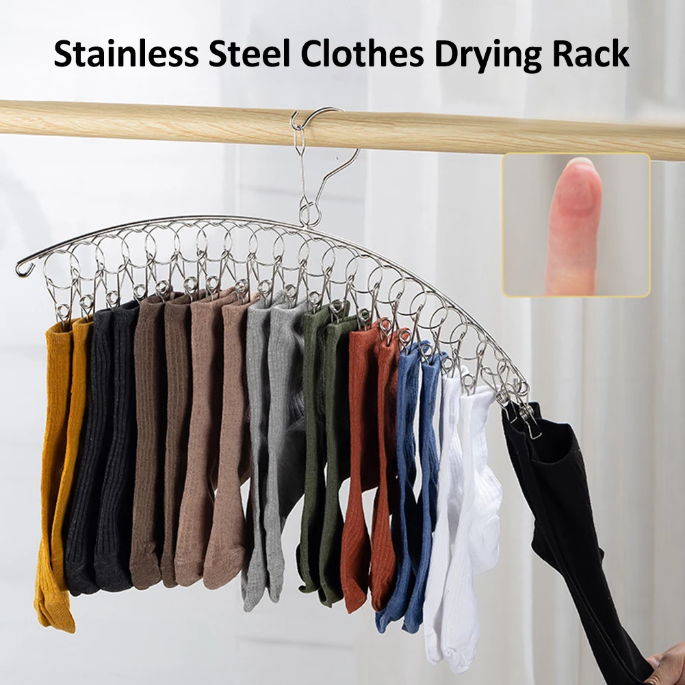 101620StainlessSteelClipsLaundryAirerHangerUnderwearSocksHolderClothesDryingHanger