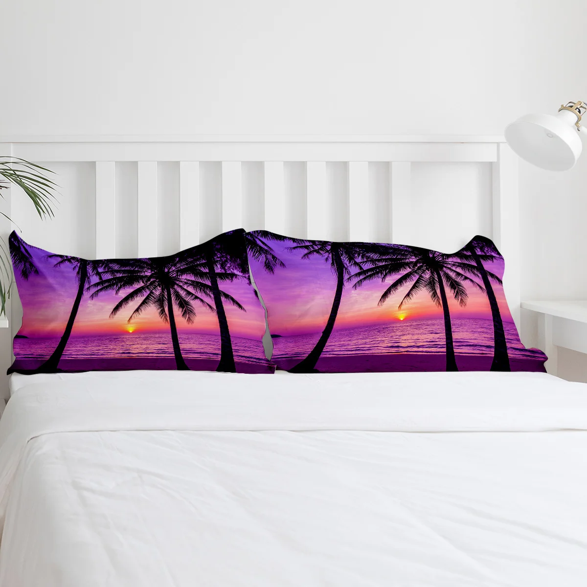 Purple Tropical Beach Sunset Bedding Set 3pcs Duvet Cover Pillowcase Kids Adult Quilt Cover Double Bed Set Home Text