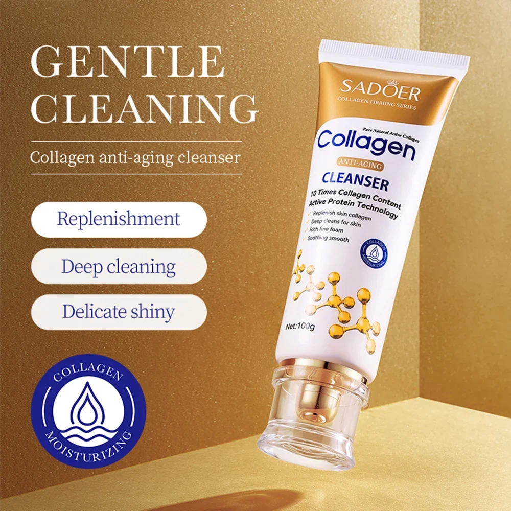 Collagen Anti Wrinkle Facial Cleanser Face Care Anti-Aging Moisturizing Face Cleansing Wash Foam Cleanser Skin Care Product