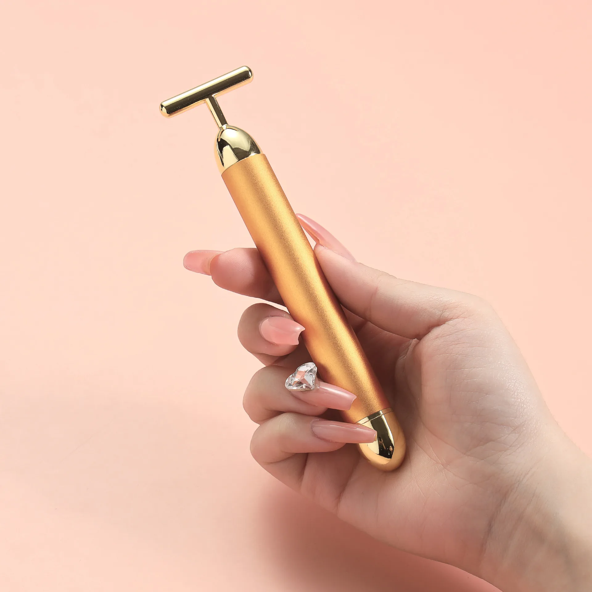 24K Gold T Beauty Bar Energy Roller Electric Face-lifting Facial Massage Beauty Instrument Waterproof Vibrating Face Care Stick