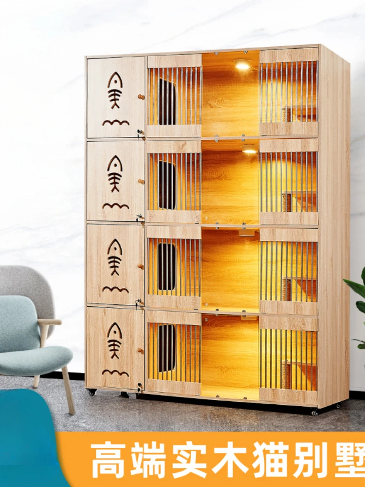 

Custom cat cage solid wood cat villa cage cat nest display cabinet breeding pet boarding cabinet cat delivery room cat