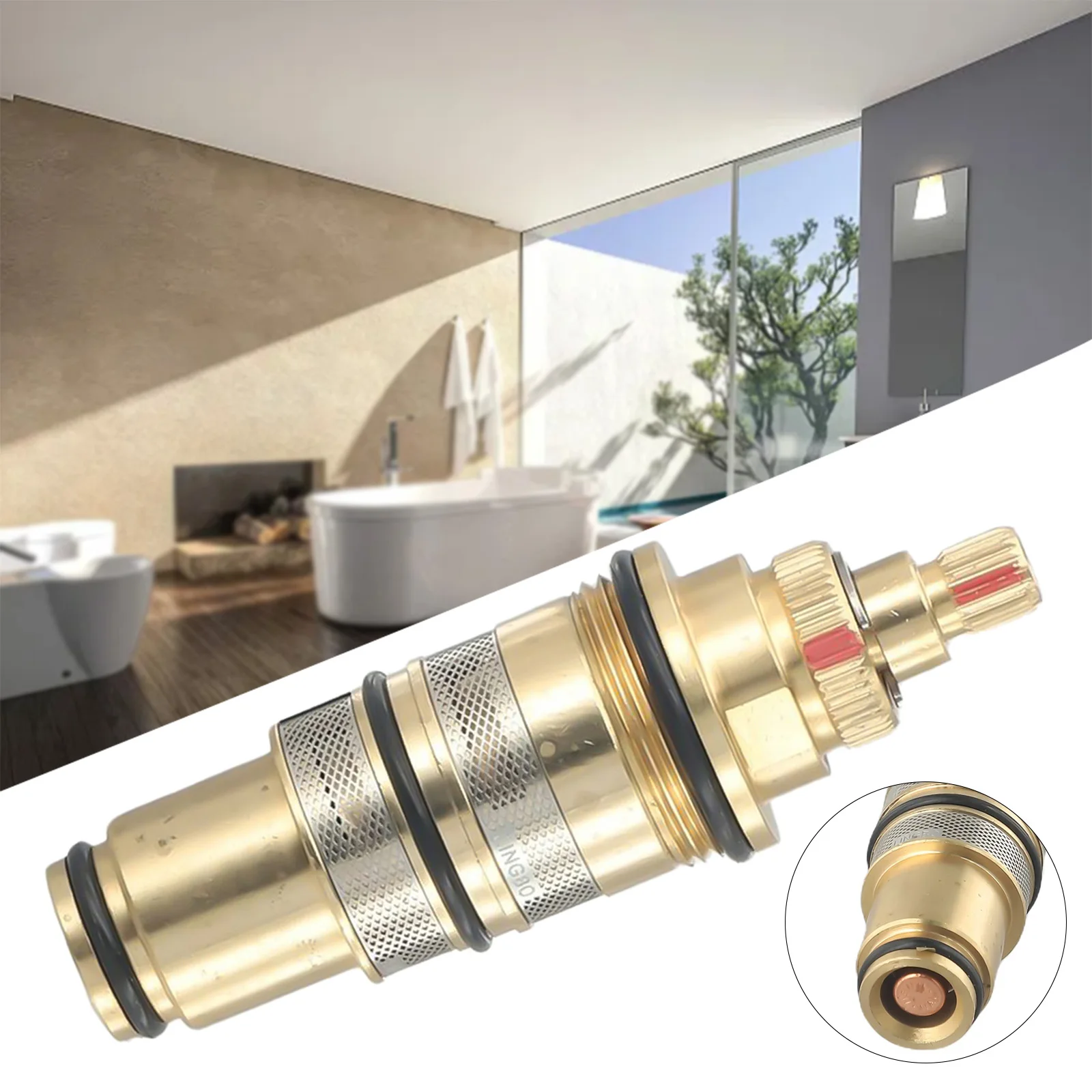 1PCS Brass Thermostatic Cartridge Temperature Control Valve Shower Bar Mixing Bathroom Accessories for Home Renovation electric solenoid valve