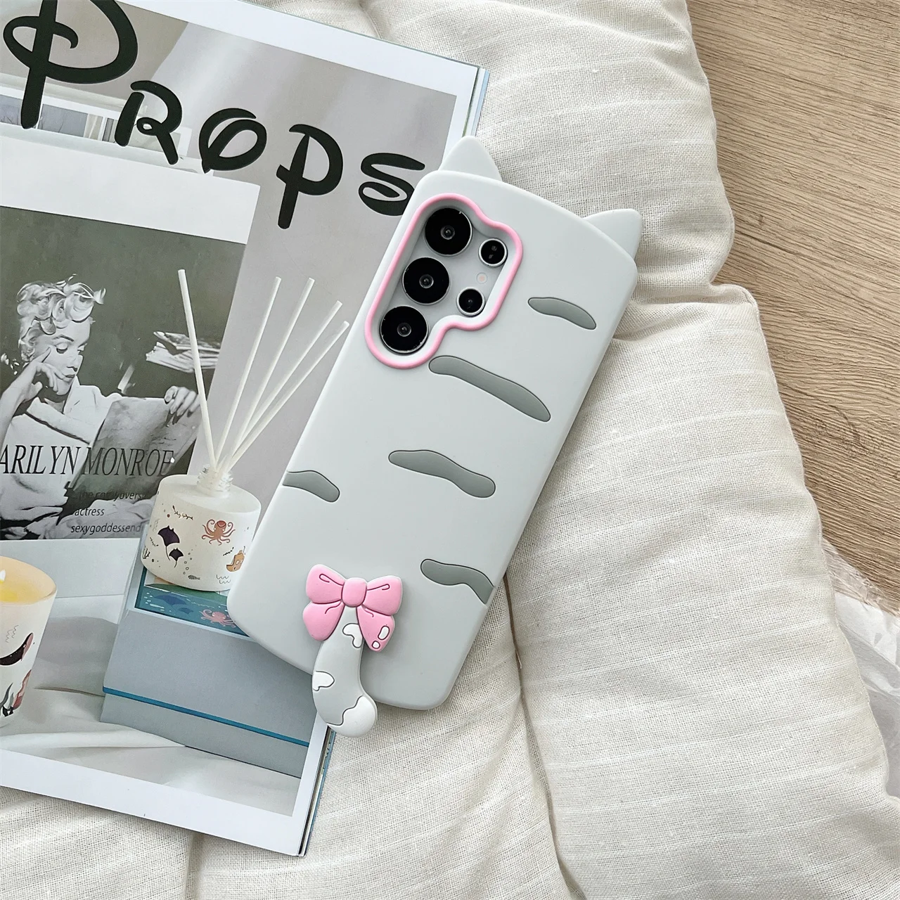 Kawaii 3D Katzenohren und Schwanz Silikon-Handyhülle für Samsung Galaxy S23 S24 S25 S26 Ultra FE A56 A55 A36 A35 A26 A17 A16 A24 A25 A26 – Detail 1