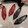 Red Footwear Shallow Flats Shoes For Women Pointed Toe Female Butterfly-Knot Fashion T-Strap Ladies Mary Janes Flats Shoes 2
