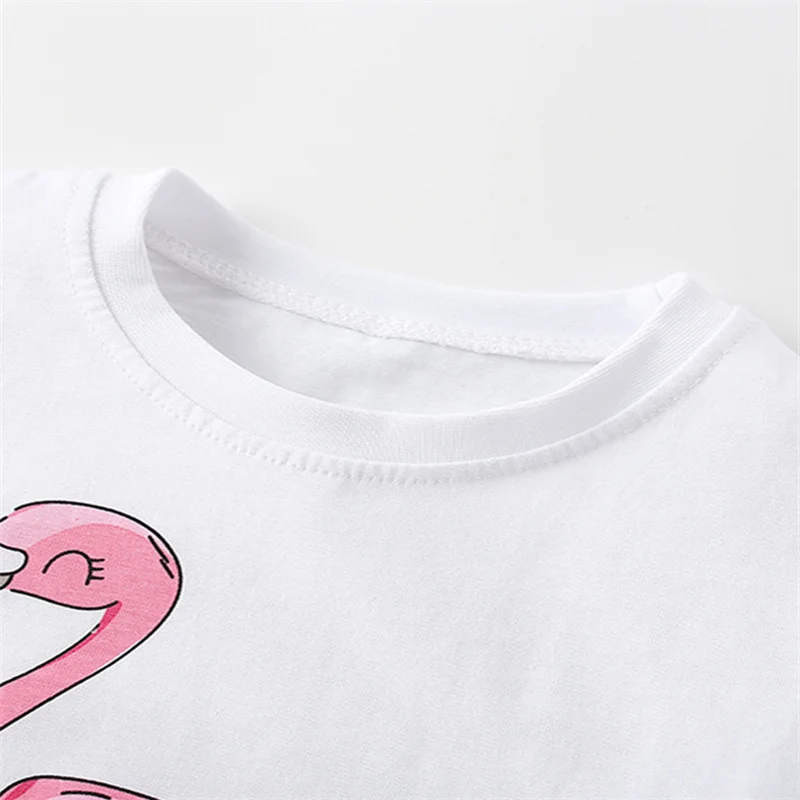 Jumping Meters 2-7T Flamingo Summer Girls T Shirts Sleeveless Hot Selling Kids Tees Tops Baby Costume Baby Shirts 4