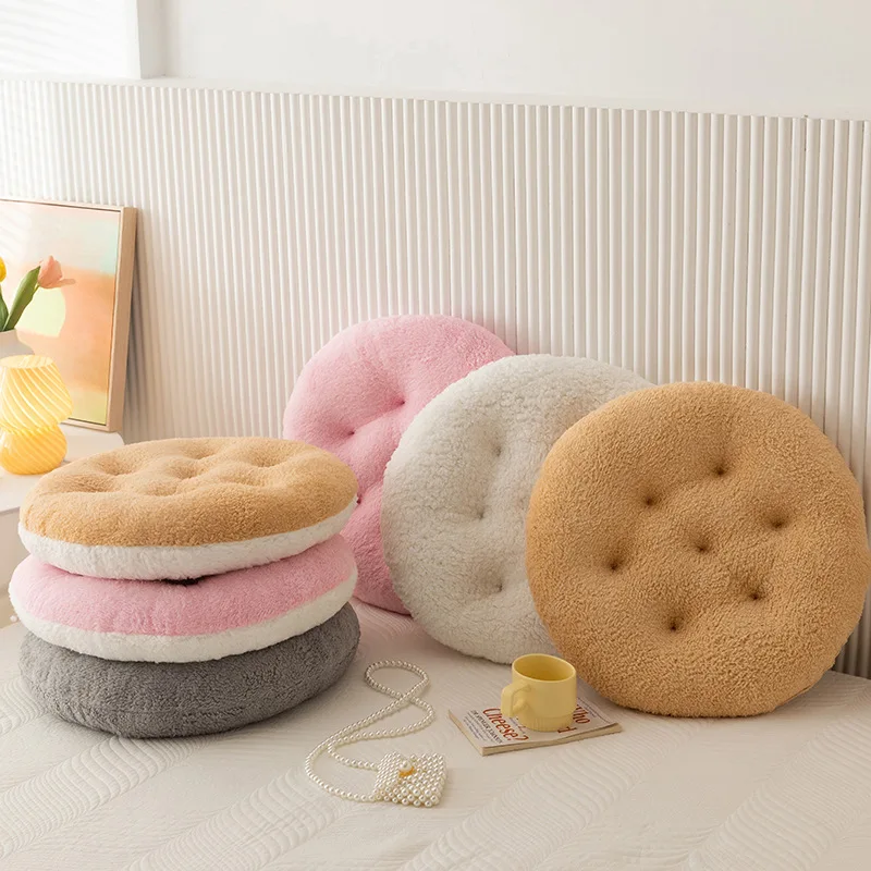 Lamb Velvet Chair Cushion Round Super Soft Ground Buttocks Futon Bedroom Bay Window Tatami Stool Cushion Thickened Decoration 3