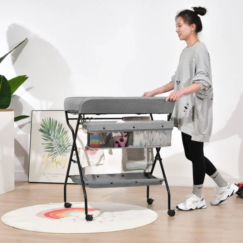 Baby changing table diaper clothes nursing desk newborn massage touching foldable multi-functional bed blue