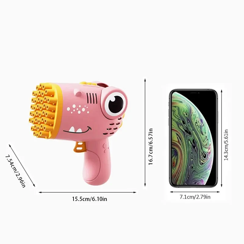 Kids 40 Hole Dinosaur Bubble Gun Toys Summer Soap Water Bubble Machine 2-in-1 Electric Bubble Machine For Children Gift Toys 2