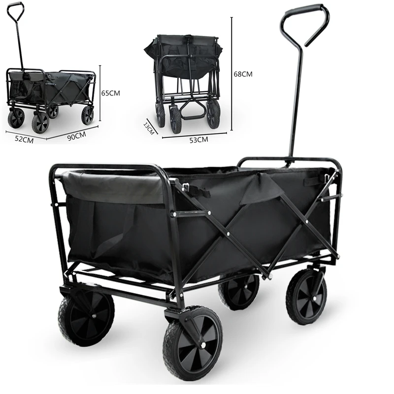 

Foldable Beach Trolley Camping Metal Garden Stroller Hand Carts Portable Folding Outdoor Wagon Trolley FW80