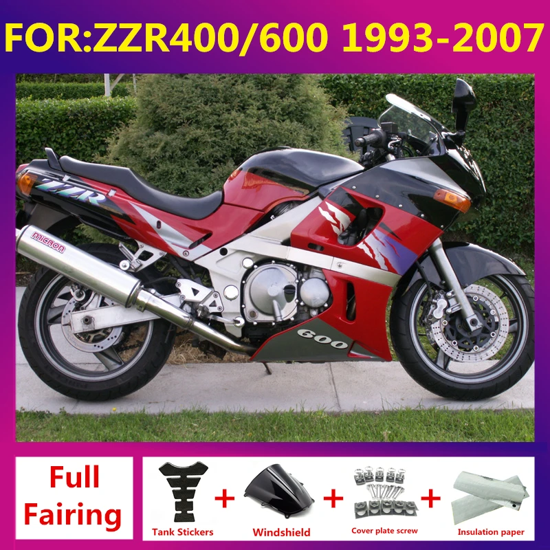 

Motorcycle Fairing Set Body Kit Plastic For Kawasaki ZZR400 ZZR600 1993-2007 94 95 96 Accessories Full Bodywork set red black