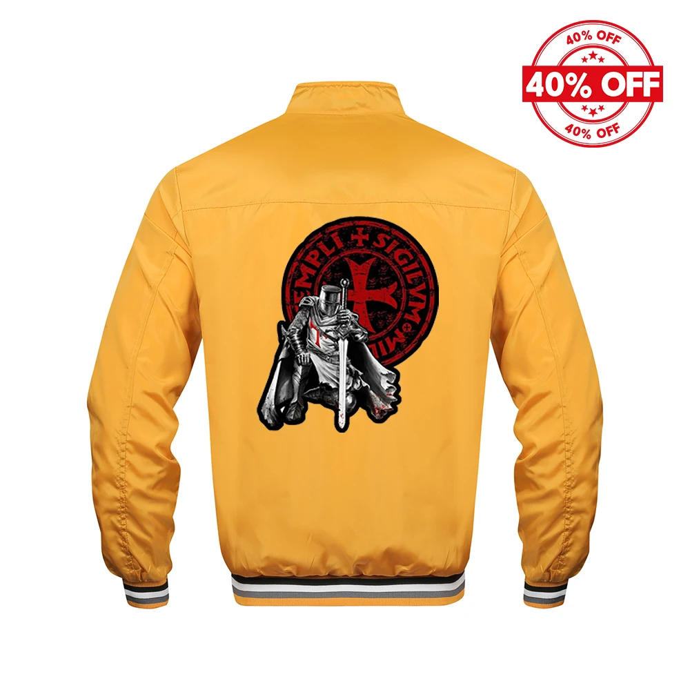 Solid Color Hoodie Coat for Men with Knights Templar Logo