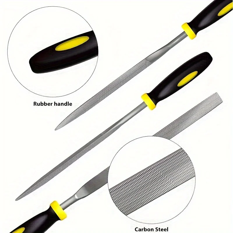 Needle File Set 6pcs Mini Wood Rasp With Rubber Handle Hardened Alloy Steel