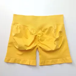Women's Scrunch Gym Shorts - High-Performance Fitness & Yoga Bottoms - M (Yellow)