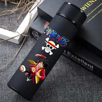 One Piece 304 Stainless Steel Thermos Cup Pattern Luffy Roronoa Zoro Action Figure High Capacity 500ML Drinking Water Bottle 2