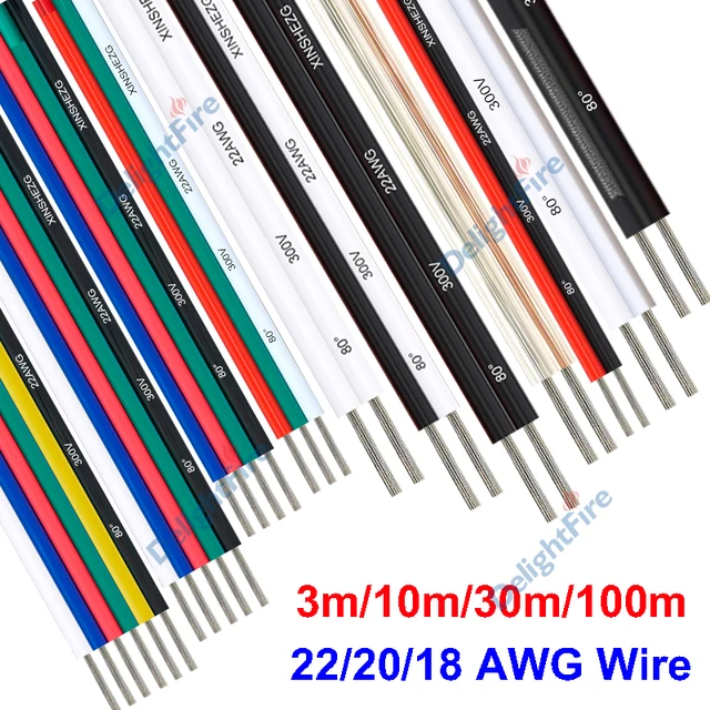 2/3/4/5/6Pin LED Strip สายไฟ 18 20 22 AWG 12V Hookup สําหรับ WS2812B 5050 RGB RGBWW ไฟ LED ลําโพงรถยนต์ยานยนต์ 1
