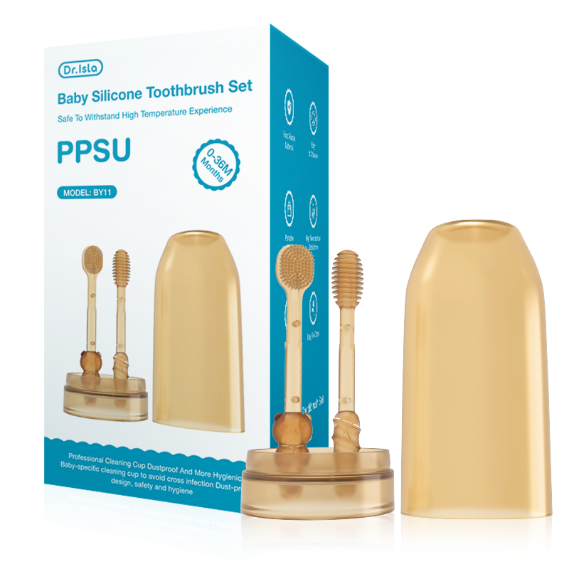 3-In-1 Baby Silicone Tongue Brush Infant Toddler Oral Care Toothbrush Training Teeth Brush with Cover BPA Free