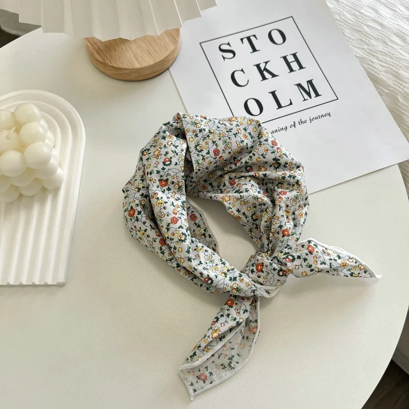 2025 Professional  Protection Artistic Female Ornament Scarf Spring and Autumn Cotton Small Square Towel Headscarf Headband 4