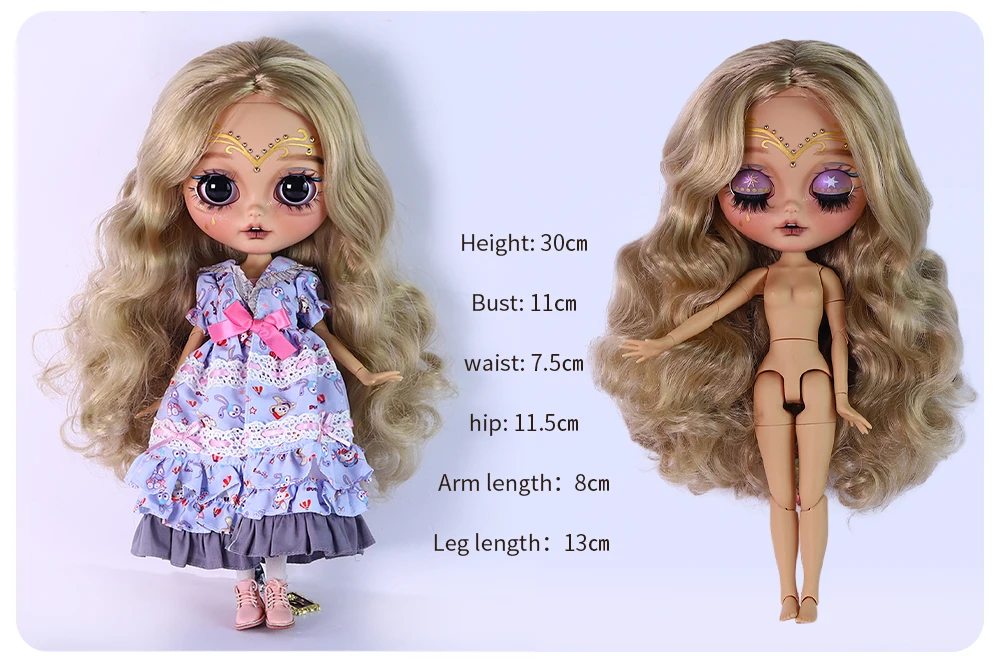 Jasmine – Premium Custom Neo Blythe Doll with Blonde Hair, Tan Skin & Matte Smiling Face 3