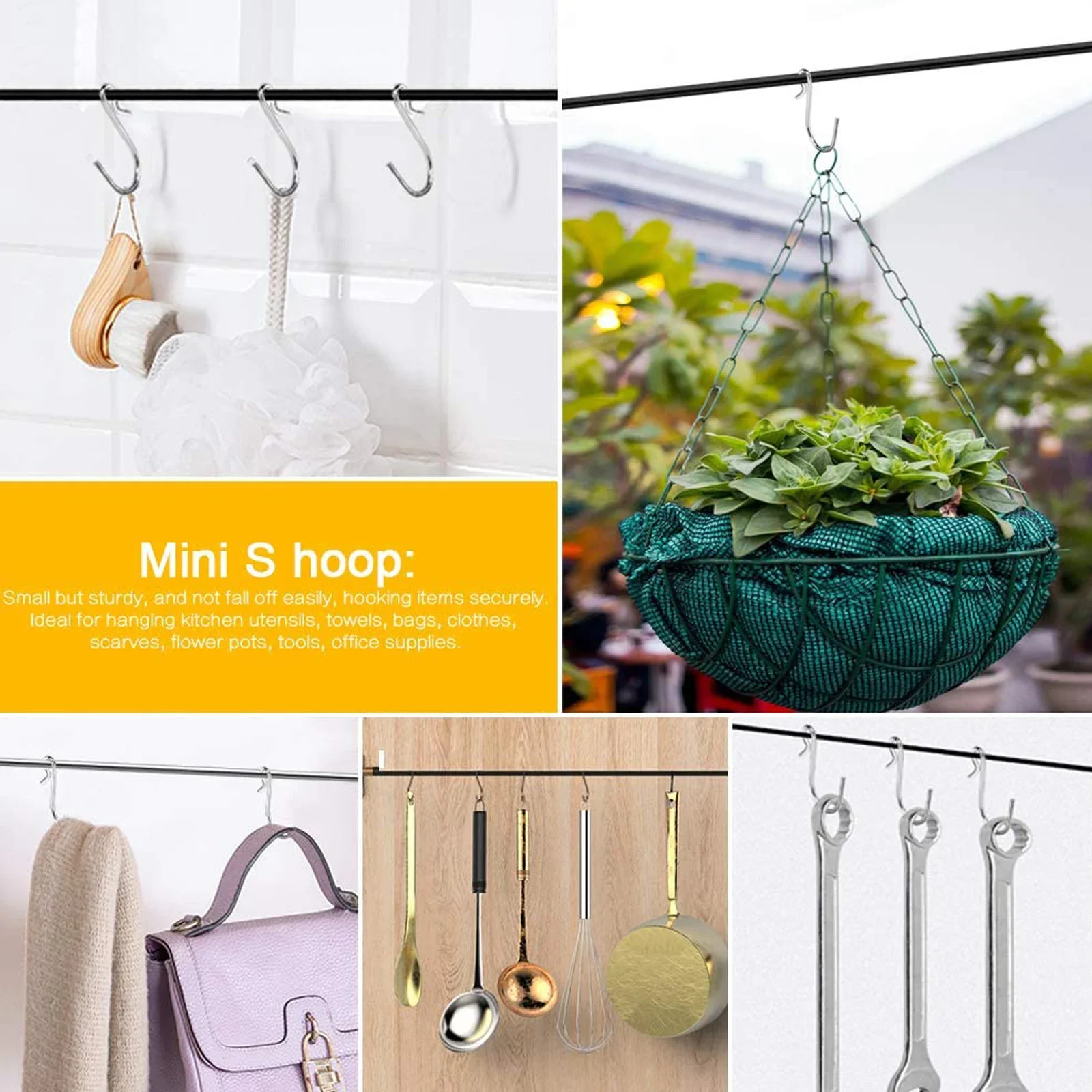 10pcs S Shaped Hanging Hooks Metal Hangers Hook Storage Racks for Kitchen Bedroom Towels Clothes Pots Bags