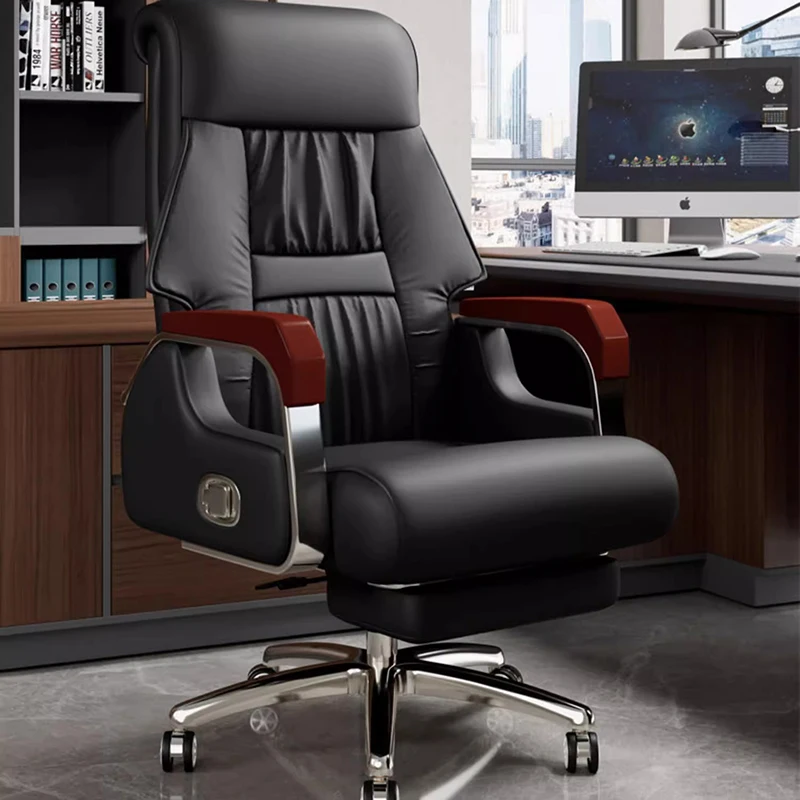 Leather Lazy Office Chair Vanity Throne Swivel Playseat Office Chair Recliner Rolling Desk Arm Mobile Muebles Trendy Furniture