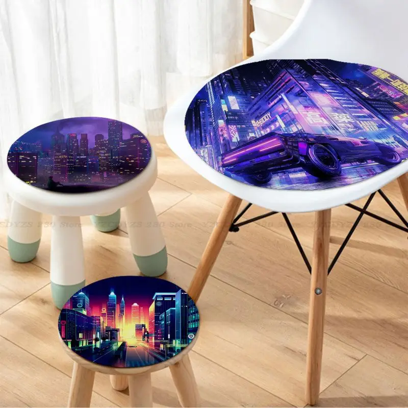 

Neon Retrowave synthwave Cushion Mat Modern Minimalist Style Seat Cushion Office Dining Stool Sponge Non-Slip Chair Cushions