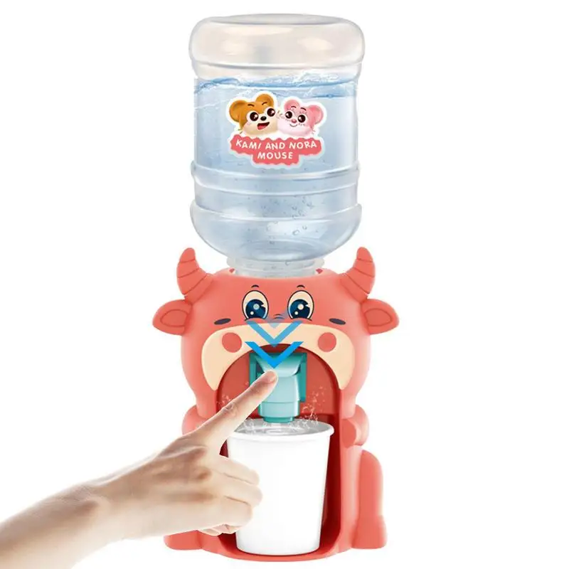 Mini Water Dispenser For Children Kids Gift Cute Cold/Warm Water Juice Milk Drinking Fountain Simulation Cartoon Pig Kitchen Toy