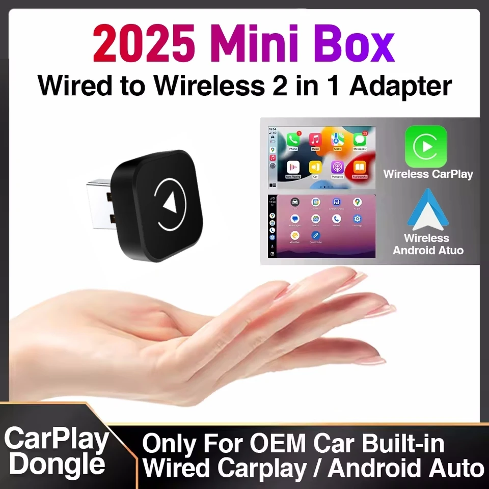 2in1 Wireless CarPlay Dongle Wireless Android Auto Adapter AI Smart Box Car Intelligent Systems For Car With Wired CarPlay