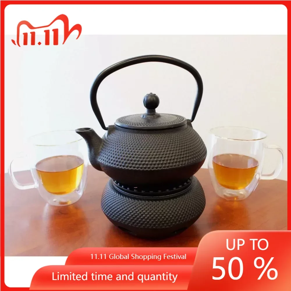 

Teapot + Warmer -24 Fl Oz Black Small Dot Cast Iron Teapot Tetsubin with Infuser / Gift / Birthday gift / Kitchen / Teapot /