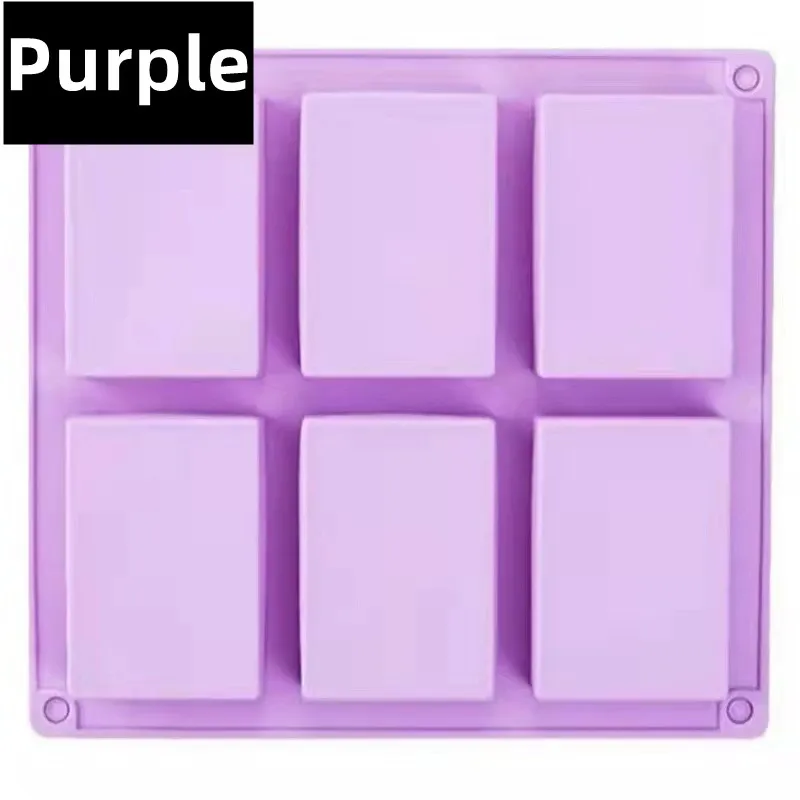 6 Grids Rectangle Silicone Soap Making Molds DIY Cake Bakeware Mold Soap Silicone Cake Mold Handmade Cold Soap Molds Tools Gifts