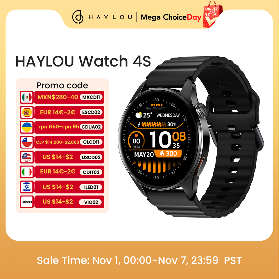  HAYLOU Watch 4S GPS Smartwatch 1.43” HD AMOLED Display 5 Satellite GPS Positioning 120+ Workout Modes Sport Fitness Smart Watch 