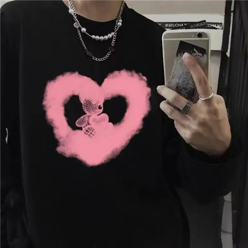 thumbnail image 1 of Camiseta a cuadros de gran tamaño para hombre, jersey de cuello redondo, sudaderas coreanas de gran tamaño, diseñador original, nueva ropa para hombre, 1 of 5