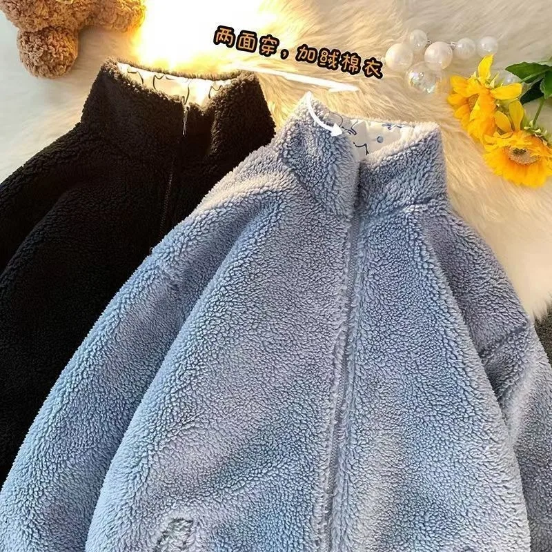 Y2K Fashion Autumn And Winter American New Printed Lambswool Double-sided Coat Men And Women Vintage Gothic Trend Casual Coats 4