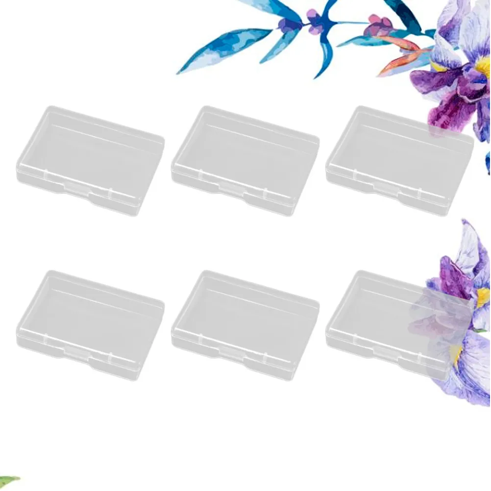 6Pcs 플라스틱 보관 상자 작은 직사각형 투명 주최자 케이스 공예 보석 구슬 동전을위한 미니 보관 용기