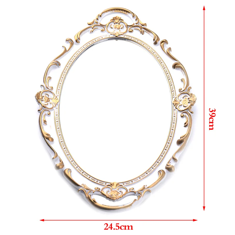 European Decorative Plate Storage Tray Portable Oval Plate Jewelry Display Decor Candy Tray Vintage Make Up Mirror