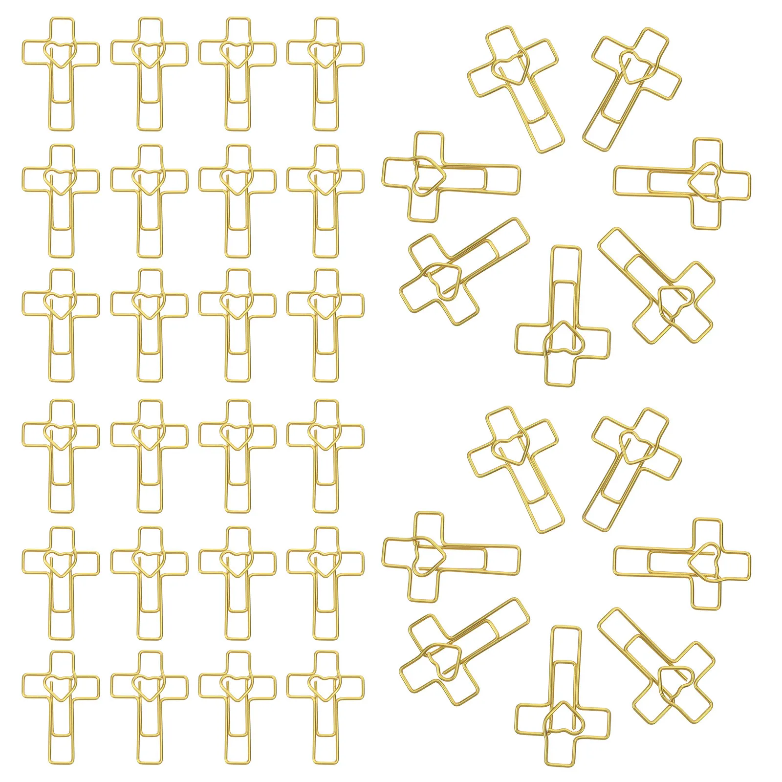 100Pcs 크로스 하트 종이 클립 학습 용품 예수 북마크 참신한 사무실 파일 클립 주최자 참신한 종이 클립