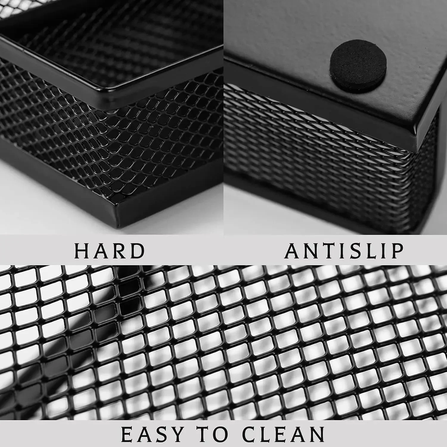 1pcs Mesh Pen Holder Desk Organizers and Accessories for Desk 3 Compartments Black Pencil Holder for Office Supplies 4