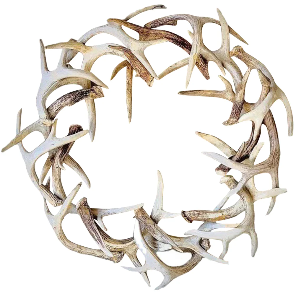 

Christmas Front Door Wreath Xmas Resin Antler Artificial Wreath Party Favor Wall Holiday Home Hotel Shop Christmas Decoration